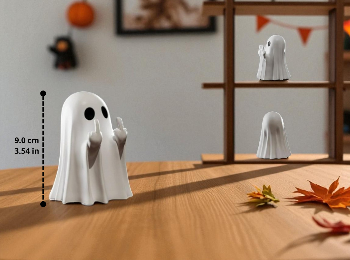 1Pc Halloween Ghost Statue Funny Middle Finger Resin Ghost Statue Hallowen Decor