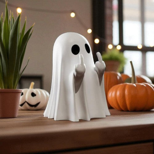 1Pc Halloween Ghost Statue Funny Middle Finger Resin Ghost Statue Hallowen Decor