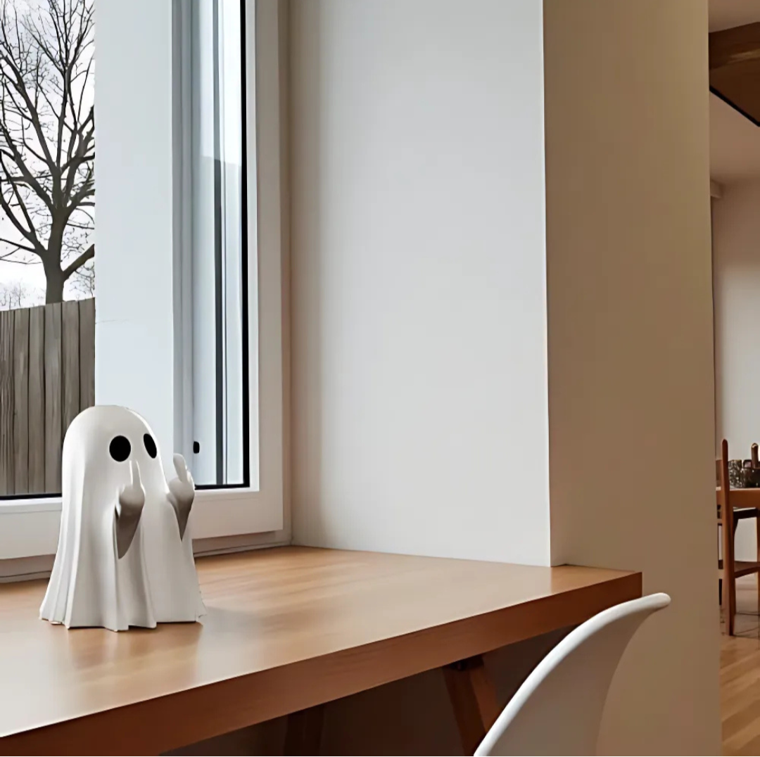 1Pc Halloween Ghost Statue Funny Middle Finger Resin Ghost Statue Hallowen Decor